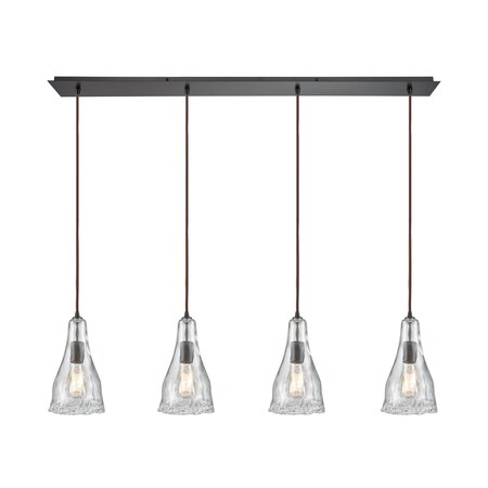 Elk Lighting Hand Formed Glss 4-Lght Linear Pndnt Oiled Brnz w/Clr Hand-formed Glss 10446/4LP